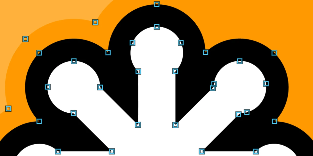 The logo's petals traced into curves, every node shown