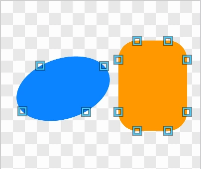 An ellipse and a rounded square traced as true shapes, with only their few nodes