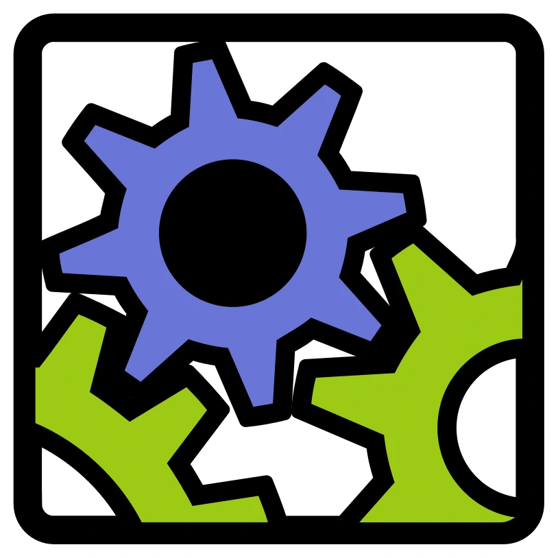 A logo with a die-cut sticker outline, a black border and a white rim