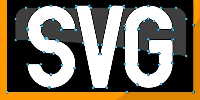 The letters SVG traced into curves, every node shown